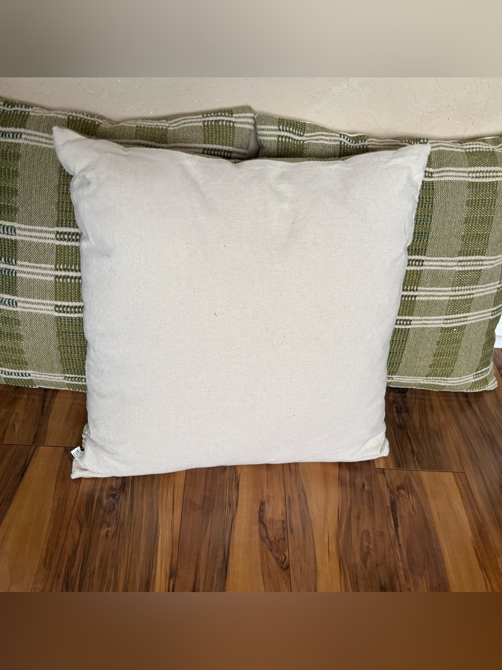 Hearth & Hand Olive Green and Cream Plaid Throw Pillows - Set of 3 - Picture 5 of 6